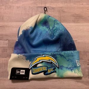 Los Angeles Chargers New Era Powder Blue NFL Knit Beanie Sideline Ink Dye